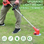 Cordless String Trimmer & Weed Eater, Electric Weed Wacker & Lawn Edger Tool Battery Powered with 3 Types of Blades, Lightweight Grass Trimmer with 2*21V Battery, Brush Cutter for Lawn Garden