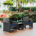 Nestl Wicker Outdoor Furniture Set - 3 Piece Patio Bistro Set (Grey/Navy)