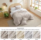 Bedsure Boho Comforter Set Full - Linen Tufted Bedding Comforter Set, 3 Pieces Farmhouse Shabby Chic Embroidery Bedding Set, Soft Geometric Pattern Comforter for All Seasons