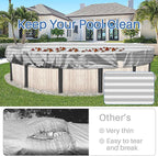 ECOOPTS 9 ft Round Pool Cover for Above Ground Pools, Swimming Pool Cover Protector Winter Safety Cover (Gray White Stripes)