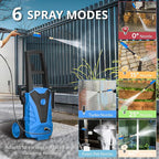 Electric Pressure Washer Compact, 2100 PSI, 2.0 GPM, 23FT Hose, Power Washer for Cars, Driveways, Patios, Patio Furniture & Around Pools, Blue
