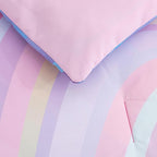 Btargot Super Soft 6 Pieces Gradient Wavy Line Comforter Set, Colorful Glitter Rainbow Star Pattern Bedding Set for Boys Girls Teens, Full Pink Green
