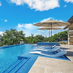 Midtown Umbrellas Push Pop Sunbrella Umbrella 10 Feet Large Outdoor Umbrella With Heather Tan Acrylic Fabric - Deck Patio Umbrella, Backyard Umbrella, Garden Umbrella & Pool Umbrella - Black Pole