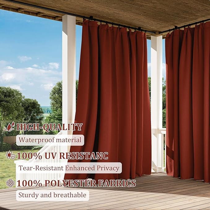 Gazebo Universal Replacement Privacy Curtain,10'×12' Gazebo Outdoor Waterproof Curtains, 4-Panels Sidewall Curtains with Double Zipper for Patio Canopy, Garden and Backyard (Curtain Only)