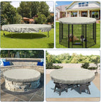 ECOOPTS 11 ft Round Pool Cover for Above Ground Pools, Swimming Pool Cover Protector Winter Safety Cover (Beige White Stripes)