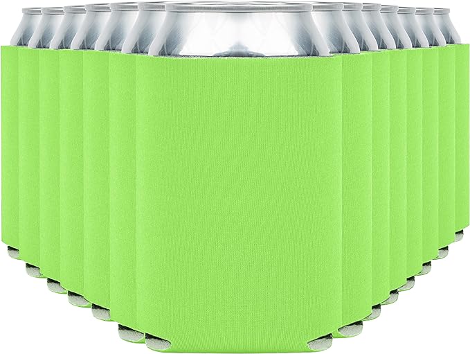 Blank Beer Can Cooler Sleeves (110-Pack) - Soft Insulated Coolies, HTV Friendly Koolies in Bulk for Cans & Bottles - Coolie Blanks for Vinyl Projects & Wedding Favors (Lime Green)