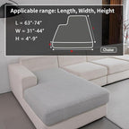 Couch Cushion Covers for Sectional Sofa, Stretch Soft Sofa Slipcovers Washable Wear-Resistant Universal Furniture Protector for Living Room(1 Piece Chaise Cover, Light Gray)