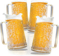 Granatan Freezer Beer Mugs Set of 4, 16 oz Double Wall Gel Mugs for Freezer, Acrylic Plastic Beer Stein with Handle, Ice Cold Glasses for Men, BBQ, & Pool Parties (Clear)