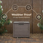 IRIS USA 35 Gallon Outdoor Deck Box, Lockable, Weather-Resistant, Brown | UV-Protected, Waterproof Resin, Patio Storage for Cushions, Garden Tools & Packages