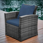 Nestl Wicker Outdoor Furniture Set - 4 Piece Patio Set (Grey/Navy)