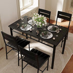 IRONCK Dining Table Set for 4, Black | Wood Kitchen Table with Upholstered Chairs for Kitchen Room and Small Spaces
