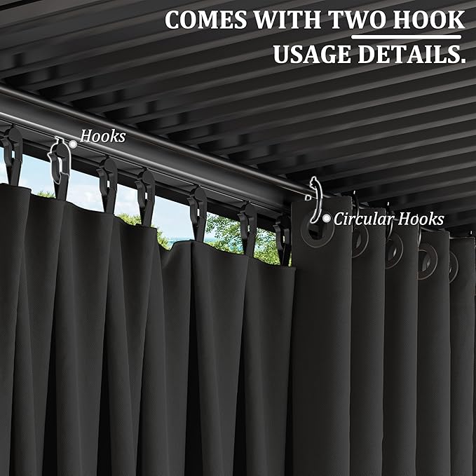 Gazebo Universal Replacement Privacy Curtain,10'×13' Gazebo Outdoor Waterproof Curtains, 4-Panels Sidewall Curtains with Double Zipper for Patio Canopy, Garden and Backyard (Curtain Only)