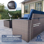 Kullavik 6PCS Outdoor Patio Furniture Set PE Wicker Rattan Sectional Sofa Patio Conversation Sets,Navy blue