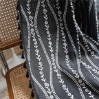 Sutuo Home Boho Curtains 84 Inches Long for Bedroom Living Room Nursery, Bohemian Vintage Tassels Window Treatment Drape for Halloween Decorations Rod Pocket, 1 Panel 59"W x 84"L,Black Stripe Floral