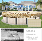 ECOOPTS 14 ft Round Pool Cover for Above Ground Pools, Swimming Pool Cover Protector Winter Safety Cover (Beige)