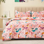 Twin Mermaid Bedding Sets for Girls, 3 Pieces Kids Queen Comforter Sets, Super Soft Lightweight for All Seasons, Includes 1 Comforter (88"x88") and 2 Pillowcase (20"x26"+2")