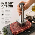 304 Stainless Steel Meat Tenderizer with 18 Sharp Needles - Ideal for Tenderizing & Pounding Steak, Beef, Pork, Chicken