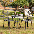 3 Piece Patio Bistro Set Outdoor Bistro Table Set Anti Rust Bistro Table and Chairs w/Umbrella Hole, Durable Patio Set for Porch, Balcony