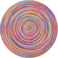 SHACOS 15 inch Round Placemats Set of 6 Variegated Multicolor Place Mats Cotton Polyester Braided Non Slip Washable Heat Resistant Table Mats for Home Wedding Dinner Party Table Decor, Rainbow Pink