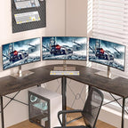 VECELO 59"x59" L Shaped Desk for Computer Gaming Multi-Usage Long 2 Person Table for Home Office Sturdy Writing Workstation, Easy Assembly/Saving Space, Oak Gray