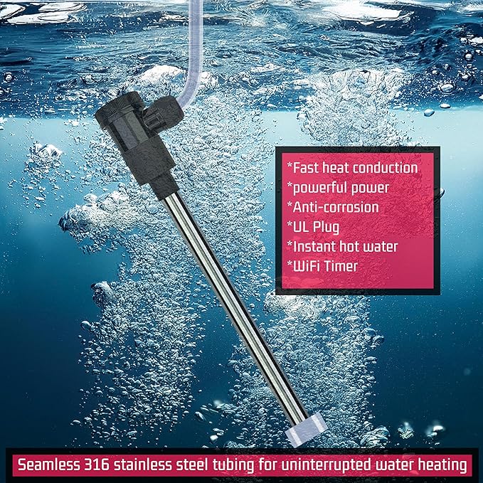 1800W Submersible Water Heater Portable Electric Hot Tub and Pool Immersion Water Heater with Temp Control, WiFi Timer for Bathtub, Spa, swimming pool, Above Ground Pool And baptismal pool