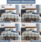Blue Full Size Comforter Sets, Plaid Comforter Full Size for Boys & Girls,Classic Homestead-style Bedding Sets Full with Full Size Bed Sheets and Comforter Set