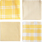 LANE LINEN 100% Cotton Kitchen Dish Cloths, Ultra Soft Absorbent Quick Drying Dish Towels, Multiweave Wash Cloths Dish Towel Sets, 12x12 Inches, 12 Pack - Yellow