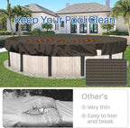 ECOOPTS 11 ft Round Pool Cover for Above Ground Pools, Swimming Pool Cover Protector Winter Safety Cover (Brown)