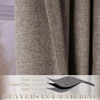 Light Coffee Pinch Pleat 100% Blackout Drapes Linen Blend, Room Divider, Room Darkening, Energy Saving, Furniture Protecting, Light Blocking Extra Wide Privacy Curtains, 240Wx84L, 1 PC
