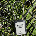 Iron Lock® Medium Key Lock Box with Code, 15-in Steel Cable Shackle (Grey) | Built-in key hooks + catch tray; hangs on handles, gates, fences or a hasp; wall-mountable; dial cover; no batteries
