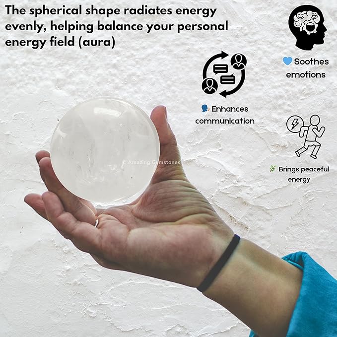 Amazing Gemstone Clear Quartz Crystal Ball with Stand - 2 Inches Crystal Sphere Meditation Balls for Witchcraft and Decorative Balls