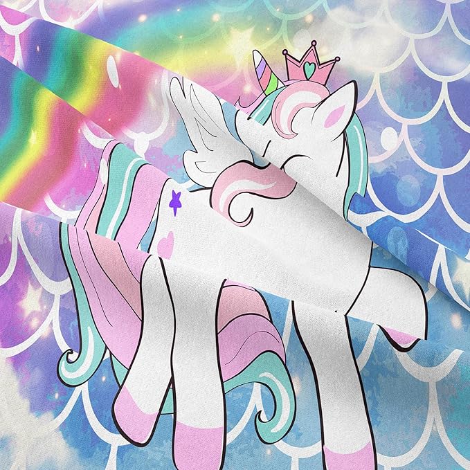 Tailor Shop Unicorn Comforter Sets King Size,Blue Unicorn Bedding Sets for Girls Kids Teens with 2 Pillowcase……