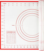 Yansumi silicone pastry non stick baking mat with measurement fondant mat with three sizes for silicone baking mat, counter mat, dough rolling mat,fondant/pie crust mat (Red, 16"L x 12"W)
