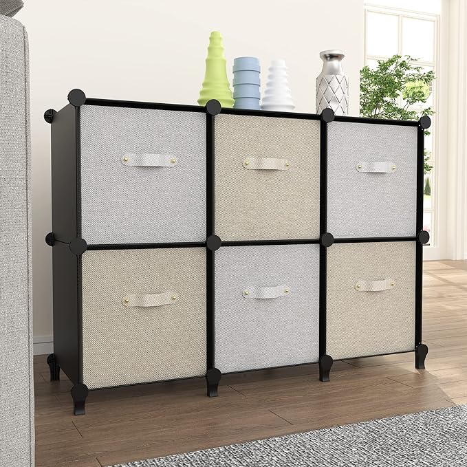 HOMIDEC 6-Cube Storage Organizer, Closet Organizer Storage Cabinet Shelf Bookcase Bookshelf,Storage Cubes Organizer Cabinet for Kids,Closet, Bedroom,Bathroom