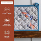 Maison d' Hermine Pot Holders 100% Cotton Potholders (8" x 8", Pack of 2) | Heat Resistant Hot Pads with Loop BBQ Cooking Baking Hotel Kitchen Handling Hot Pans Thanksgiving Christmas - Equinoxe - Grey