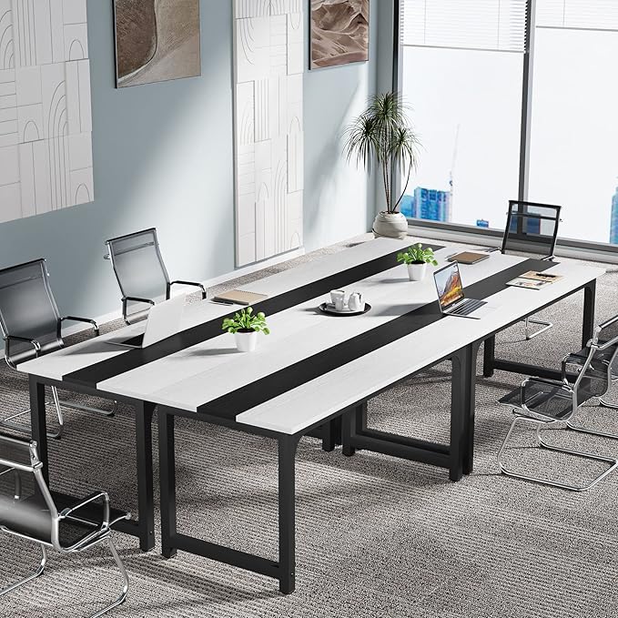 70.8 Inch X-Large Executive Computer Office Desk, White+Black