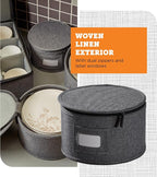 storageLAB 5-Piece Premium China Storage Set | Plates & Mugs | Gray | Full china set for 12 - 4 plate cases + mug case, flip-top lid. Hard shell, felt dividers, stackable, easy access.
