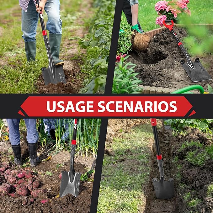 Spade Shovel Garden Flat Trenching Shovel for Digging Gardening Planting Edging, 43 inches