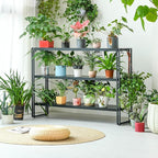 HCHQHS Bookshelf, 3-Tier Industrial Bookcase, Black Open Book Shelf, Freestanding Horizontal Bookshelves with Metal Frame