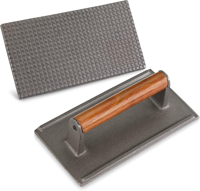New Star Foodservice 36435 Commercial Grade Iron Steak Weight/Bacon Press, 8.25 by 4.25-Inch