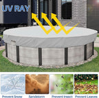 ECOOPTS 7 ft Waterproof Round Polyester Pool Cover for Above Ground Pools, Swimming Pool Cover Protector Winter Safety Cover (Light Grey)