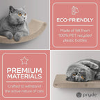 Wall Mounted Cat Steps Short Shelves (2) by Pryde Pets - Stairs for Walkways, 100% Sustainable PET Felt Feline Enrichment Climber Furniture for Indoor Cats, Modern Climbing Gym Design (Oatmeal)