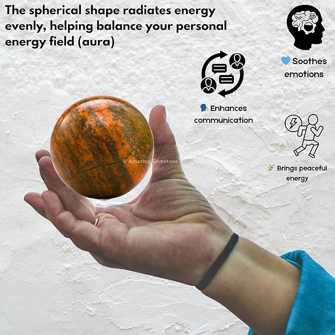 Amazing Gemstone Unakite Crystal Ball with Stand - 2 Inches Crystal Sphere Meditation Balls for Witchcraft and Decorative Balls