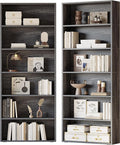 IRONCK Bookshelves and Bookcases Set of 2 Floor Standing 6 Tier Display Storage Shelves 70in Tall Bookcase Home Decor Furniture for Home Office, Living Room, Bed Room