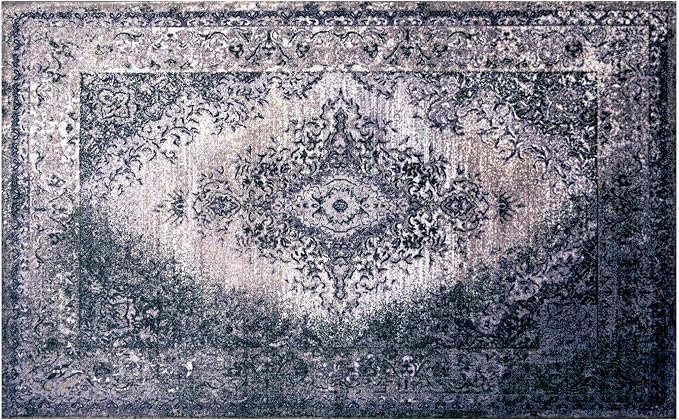 SUPERIOR Indoor Large Area Rug, Washable Rugs for Bedroom. Living Space, Dining Room, Kitchen, Office, Entryway, Plush Throw, Modern Oriental Decor, Non-Slip Back, Eldwin Collection, 6' x 9', Grey