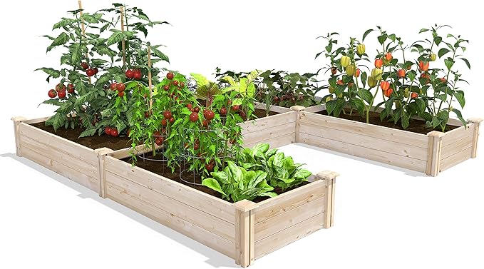 Greenes Fence Original Pine Raised Garden Bed, 8' x 8' x 10.5" U-Shaped Bed - Made in USA with American Pine