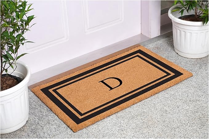 Calloway Mills 152963048D Black Border 30" x 48" Monogram Doormat Letter (D)