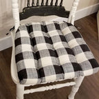 Barnett Home Decor Dining Chair Pad with Ties - Buffalo Check Black & Ivory Size Medium 16.5 x 18 - Latex Foam Filled Cushion, Reversible, Made in USA (Black & White, Medium)…