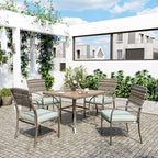 Pamapic 5 Piece Patio Dining Set, Green, Weather Resistant PE Rattan Table and Chairs, Comfortable Cushions, Easy Maintenance