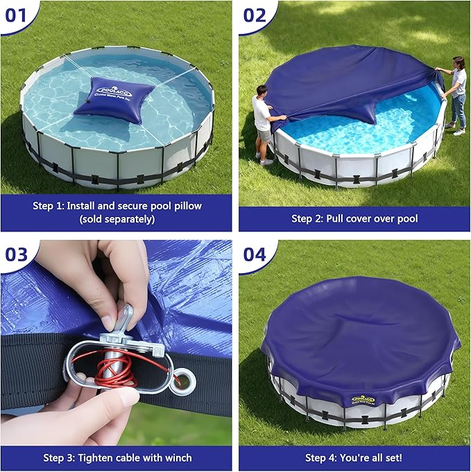 Pool Covers for Above Ground Pools - 24 ft Round Winter Pool Cover, Extra Durable Cold- and UV-Resistant Heavy-Duty Swimming Pool Cover for Winterizing